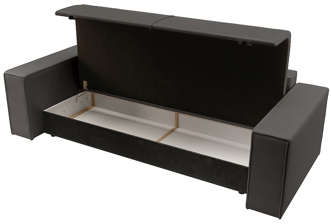 Kanapa rozkładana trzyosobowa Farese Cuero z pojemnikiem ciemnoszara ekoskóra łatwoczyszcząca  - zdjęcie 5