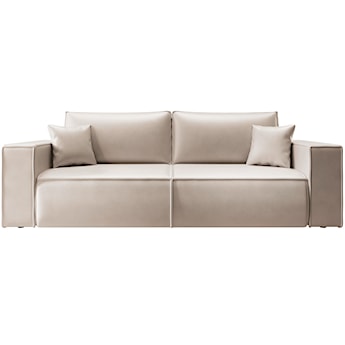 Kanapa rozkładana trzyosobowa Farese Cuero z pojemnikiem beżowa ekoskóra łatwoczyszcząca