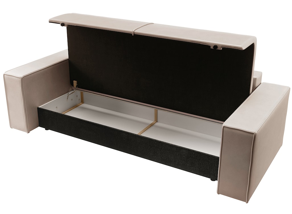 Kanapa rozkładana trzyosobowa Farese Cuero z pojemnikiem beżowa ekoskóra łatwoczyszcząca  - zdjęcie 6