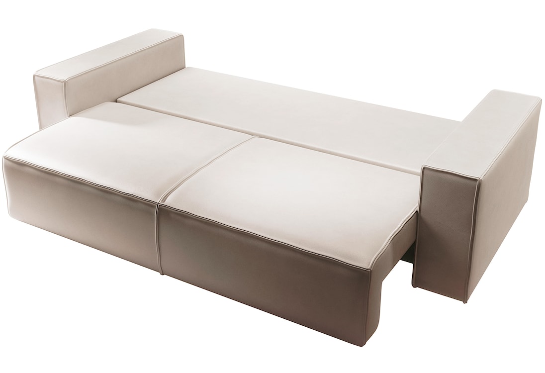 Kanapa rozkładana trzyosobowa Farese Cuero z pojemnikiem beżowa ekoskóra łatwoczyszcząca  - zdjęcie 4