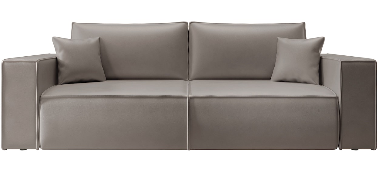 Kanapa rozkładana trzyosobowa Farese Cuero z pojemnikiem ciemnobeżowa ekoskóra łatwoczyszcząca