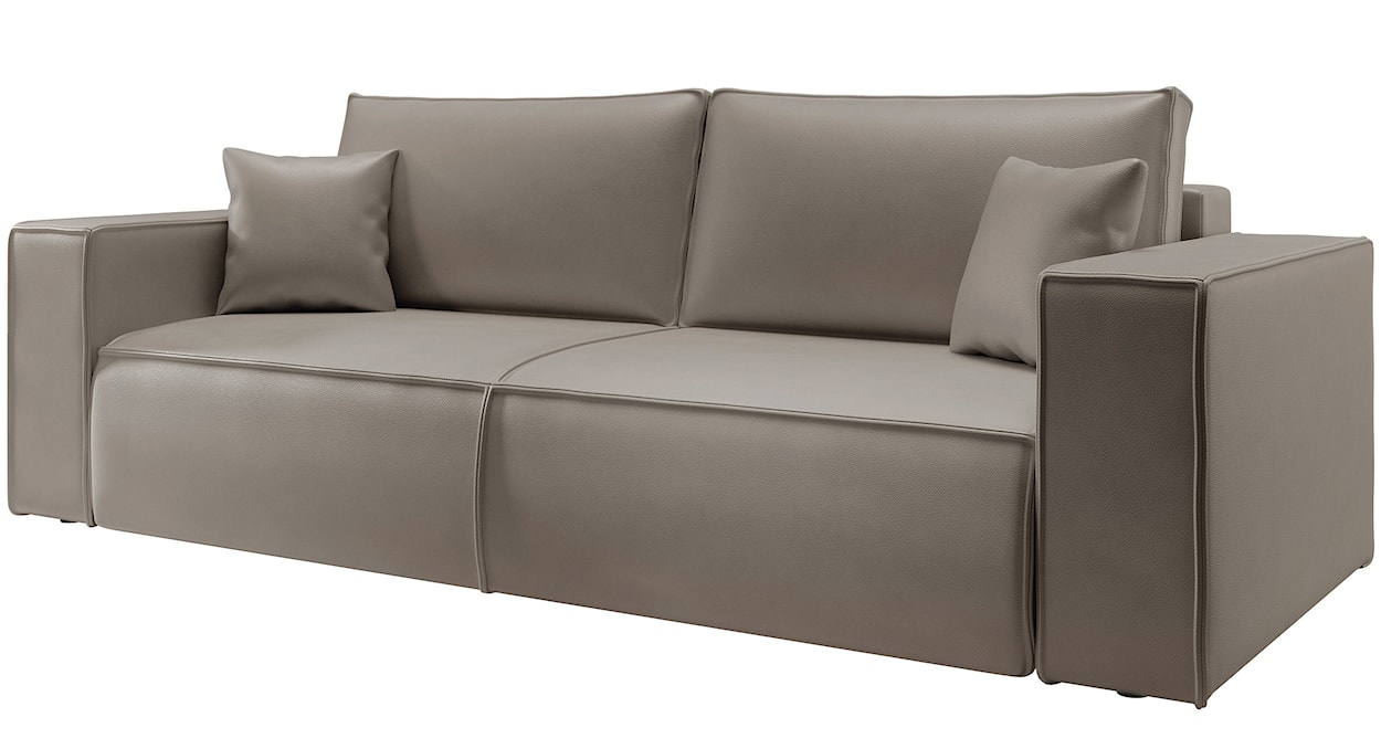 Kanapa rozkładana trzyosobowa Farese Cuero z pojemnikiem ciemnobeżowa ekoskóra łatwoczyszcząca  - zdjęcie 3