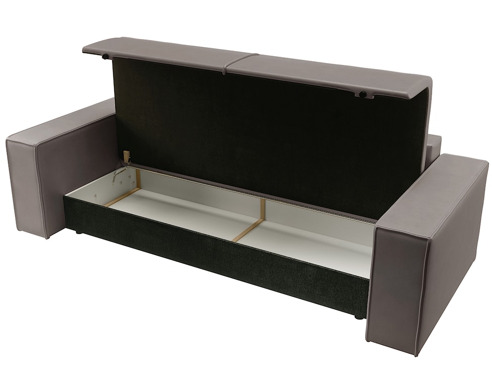 Kanapa rozkładana trzyosobowa Farese Cuero z pojemnikiem ciemnobeżowa ekoskóra łatwoczyszcząca  - zdjęcie 6