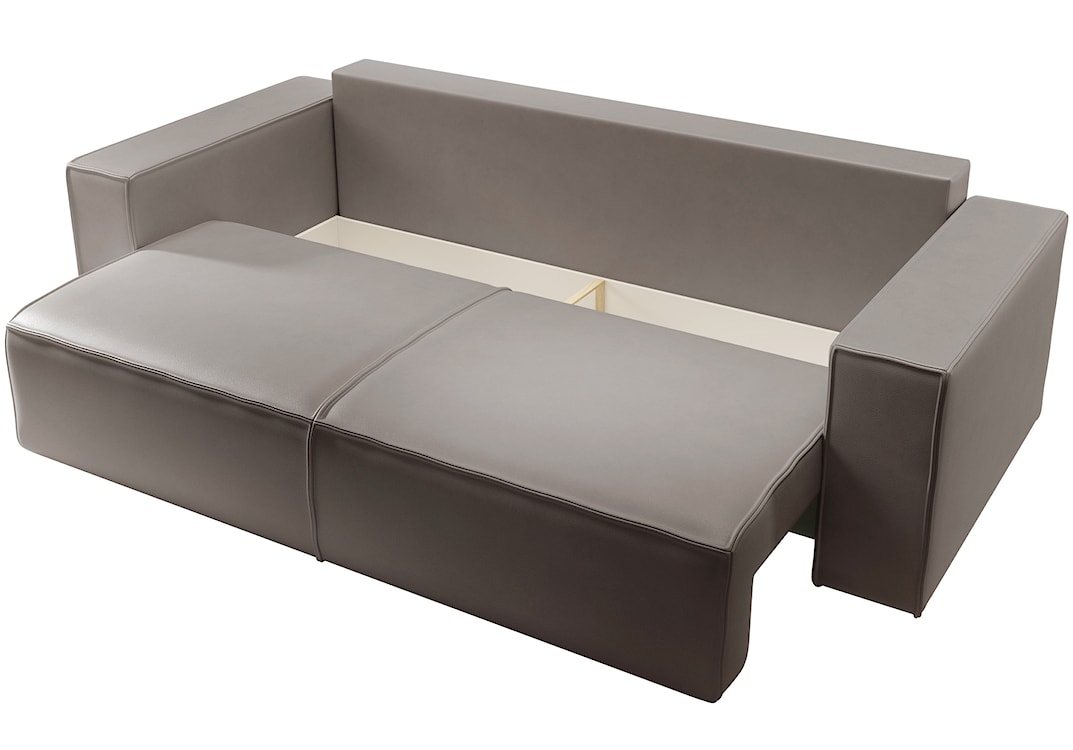 Kanapa rozkładana trzyosobowa Farese Cuero z pojemnikiem ciemnobeżowa ekoskóra łatwoczyszcząca  - zdjęcie 5