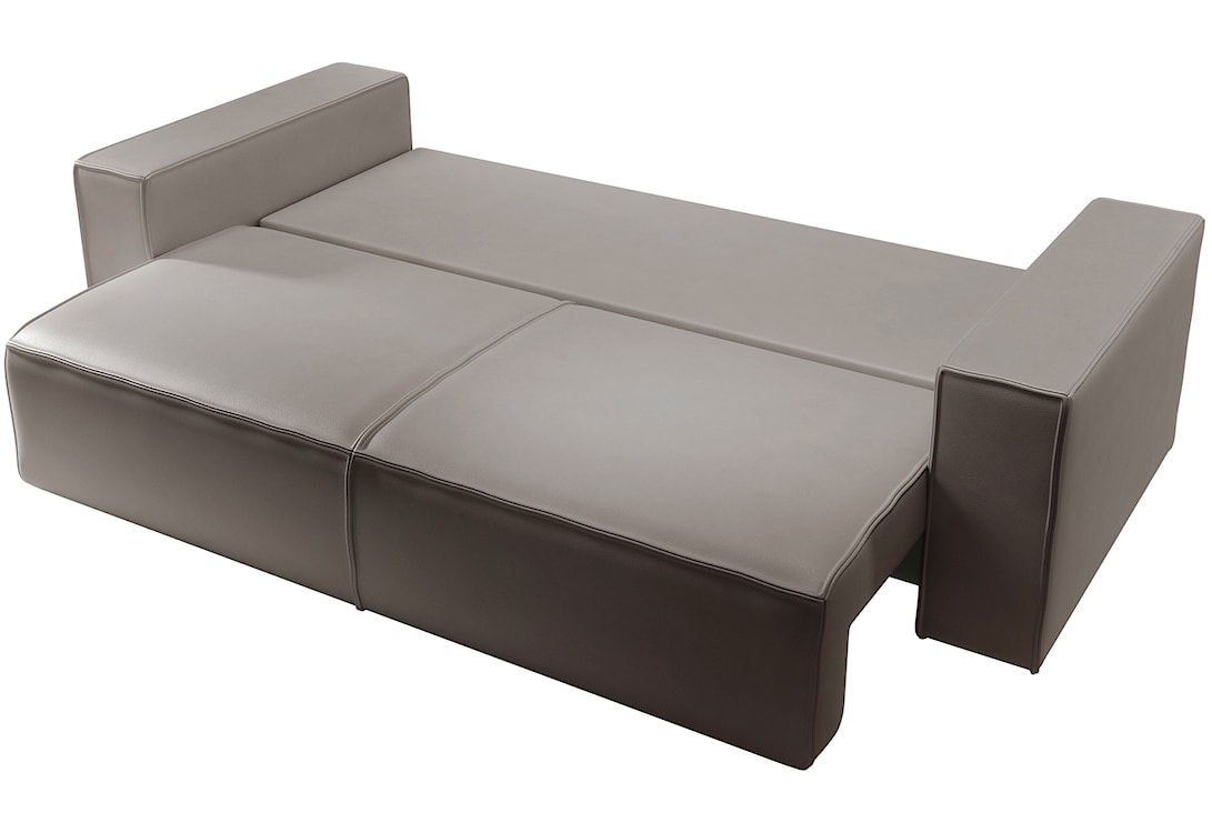 Kanapa rozkładana trzyosobowa Farese Cuero z pojemnikiem ciemnobeżowa ekoskóra łatwoczyszcząca  - zdjęcie 4