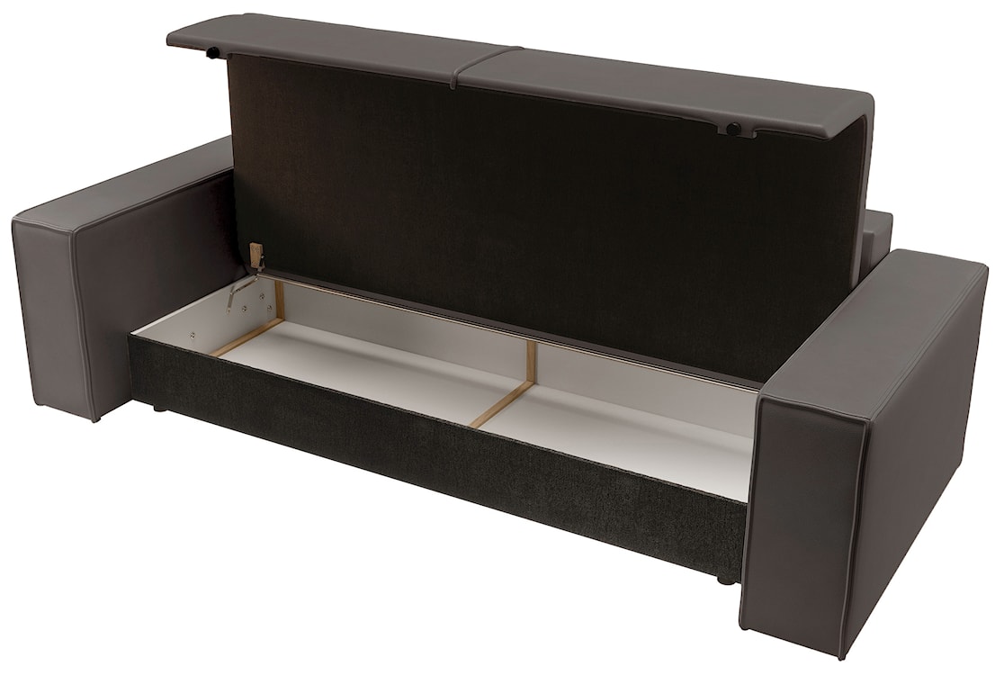 Kanapa rozkładana trzyosobowa Farese Cuero z pojemnikiem ciemnoszara ekoskóra łatwoczyszcząca  - zdjęcie 6