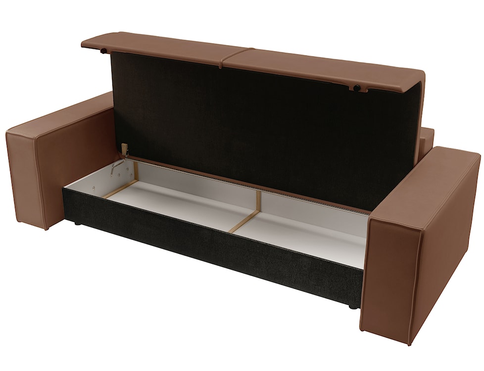 Kanapa rozkładana trzyosobowa Farese Cuero z pojemnikiem brązowa ekoskóra łatwoczyszcząca  - zdjęcie 13