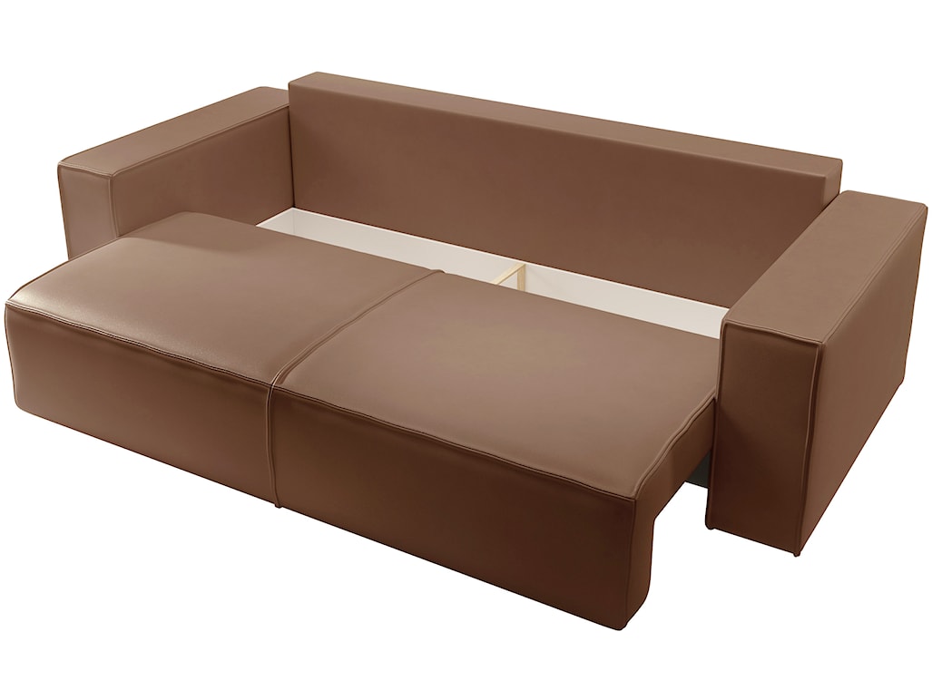 Kanapa rozkładana trzyosobowa Farese Cuero z pojemnikiem brązowa ekoskóra łatwoczyszcząca  - zdjęcie 12
