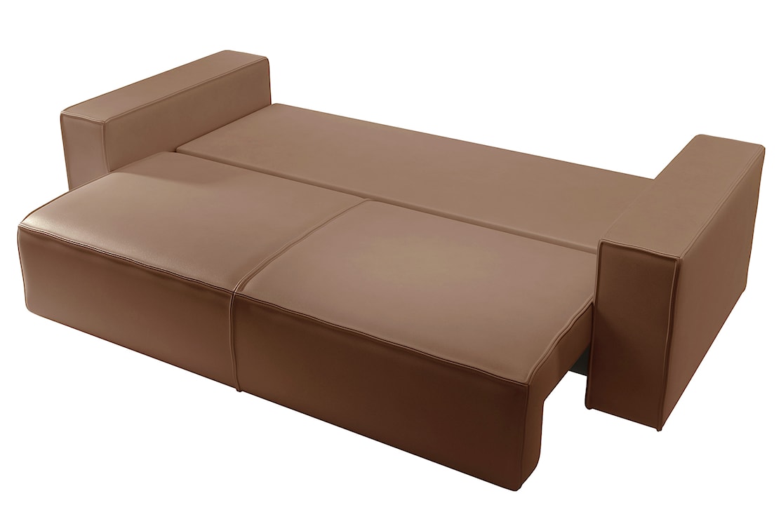 Kanapa rozkładana trzyosobowa Farese Cuero z pojemnikiem brązowa ekoskóra łatwoczyszcząca  - zdjęcie 11