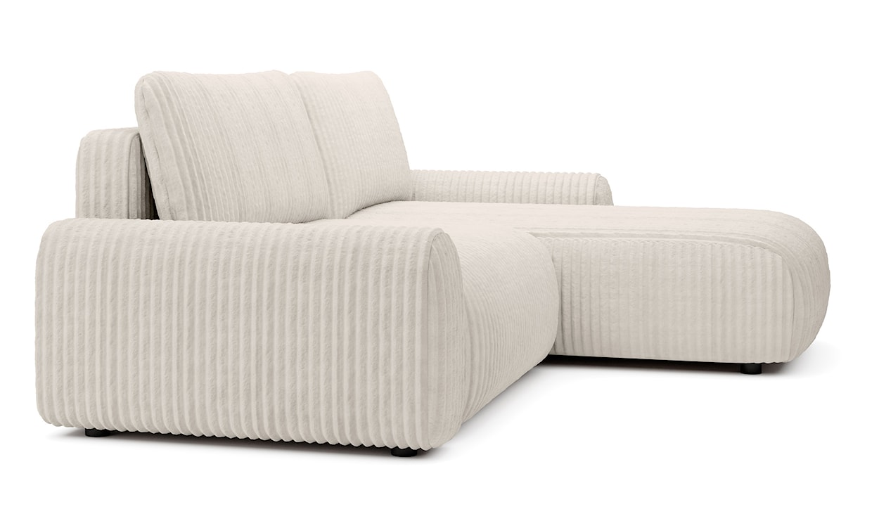 Narożnik z funkcją spania Lelu L-kształtny uniwersalny z pojemnikiem kremowy sztruks  - zdjęcie 6