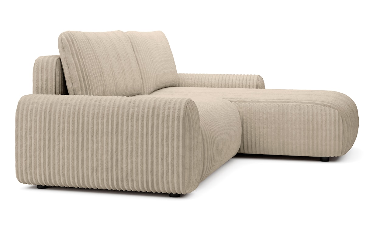 Narożnik z funkcją spania Lelu L-kształtny uniwersalny z pojemnikiem beżowy sztruks  - zdjęcie 6