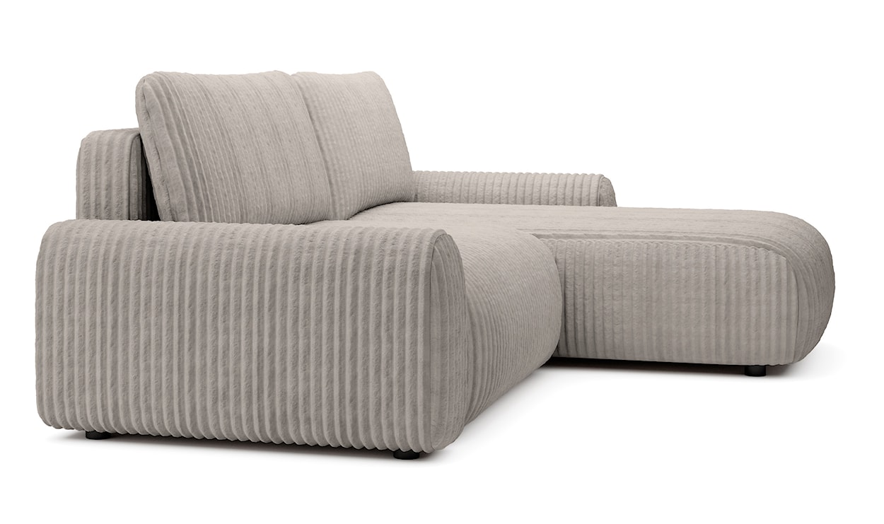 Narożnik z funkcją spania Lelu L-kształtny uniwersalny z pojemnikiem szarobeżowy sztruks  - zdjęcie 6