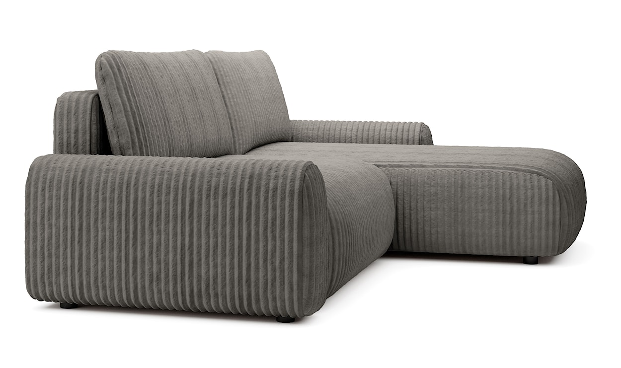 Narożnik z funkcją spania Lelu L-kształtny uniwersalny z pojemnikiem ciemnobeżowy sztruks  - zdjęcie 6