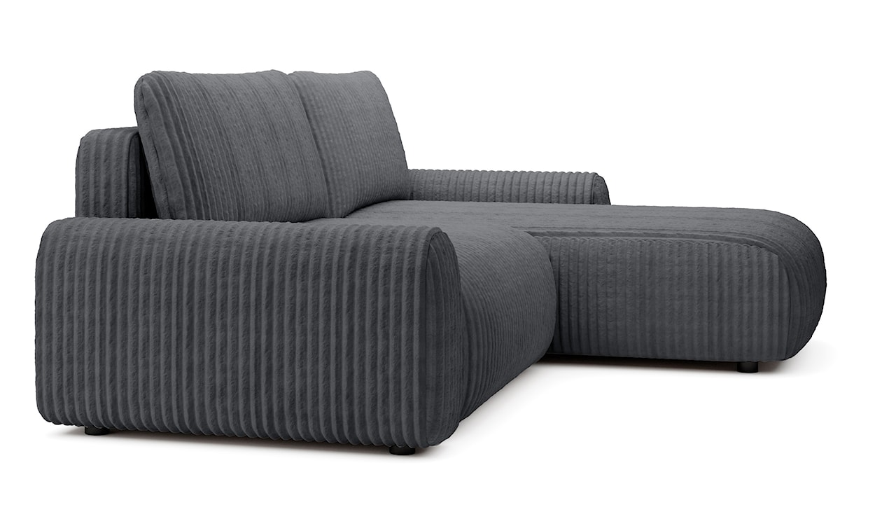 Narożnik z funkcją spania Lelu L-kształtny uniwersalny z pojemnikiem ciemnoszary sztruks  - zdjęcie 6