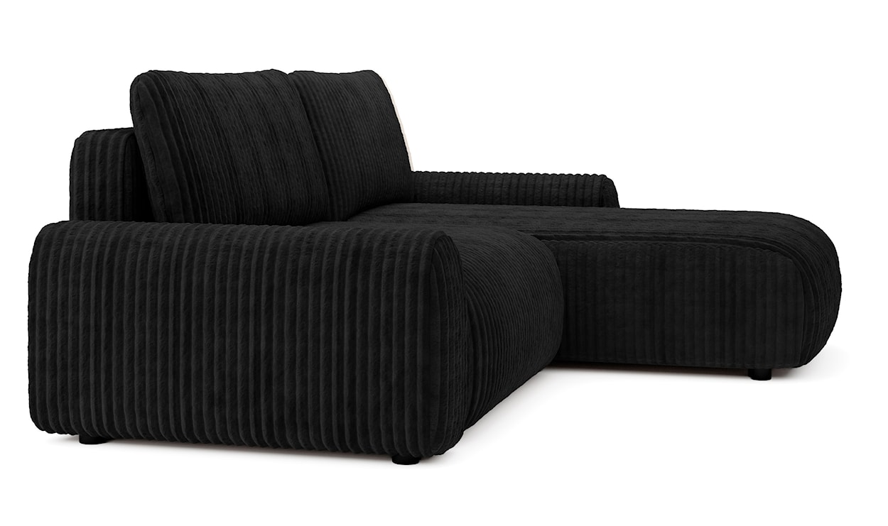 Narożnik z funkcją spania Lelu L-kształtny uniwersalny z pojemnikiem czarny sztruks  - zdjęcie 6