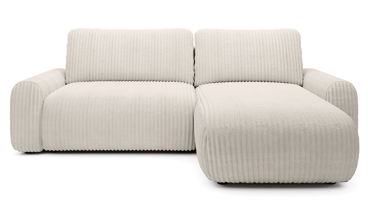 Narożnik z funkcją spania Lelu L-kształtny uniwersalny z pojemnikiem kremowy sztruks 