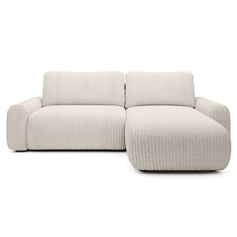 Narożnik z funkcją spania Lelu L-kształtny uniwersalny z pojemnikiem kremowy sztruks