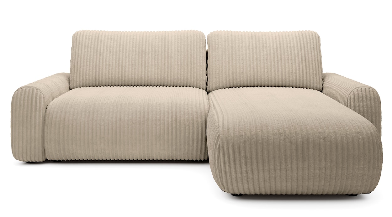 Narożnik z funkcją spania Lelu L-kształtny uniwersalny z pojemnikiem beżowy sztruks 