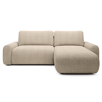 Narożnik z funkcją spania Lelu L-kształtny uniwersalny z pojemnikiem beżowy sztruks