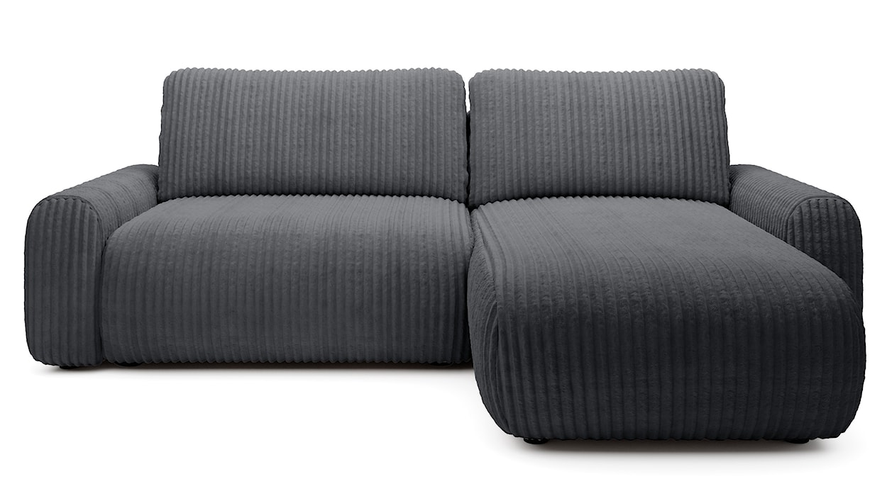 Narożnik z funkcją spania Lelu L-kształtny uniwersalny z pojemnikiem ciemnoszary sztruks 