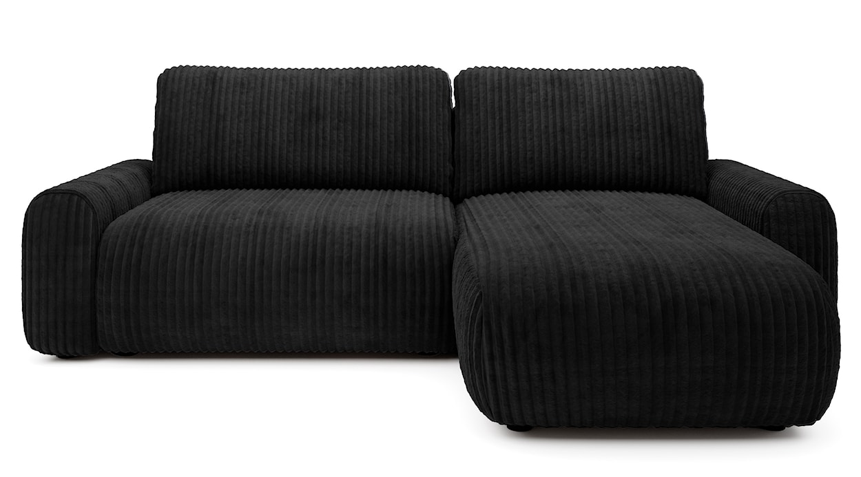 Narożnik z funkcją spania Lelu L-kształtny uniwersalny z pojemnikiem czarny sztruks 