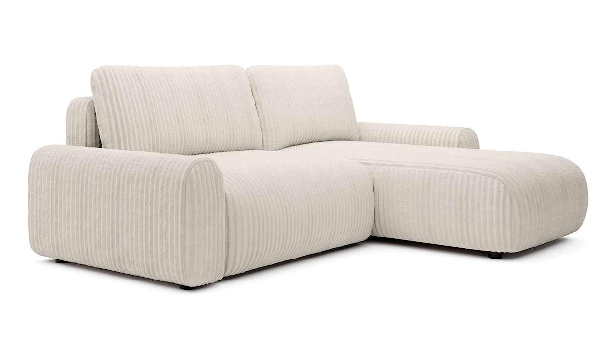 Narożnik z funkcją spania Lelu L-kształtny uniwersalny z pojemnikiem kremowy sztruks  - zdjęcie 5