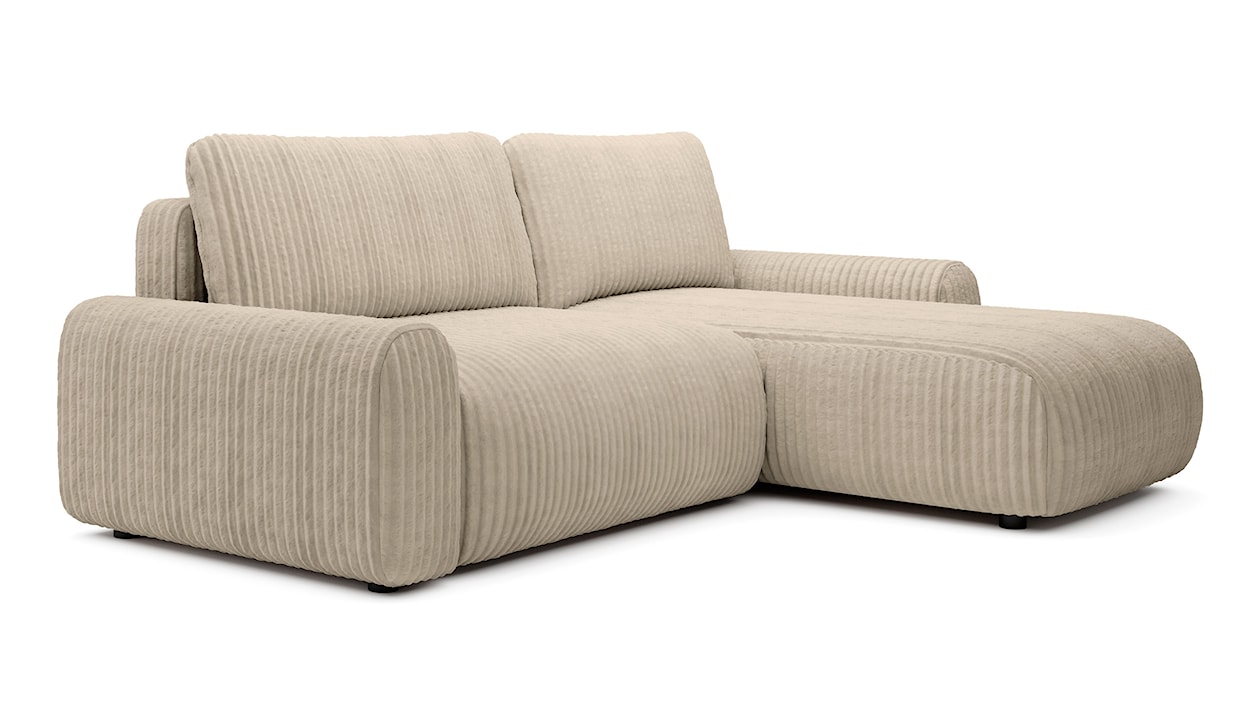 Narożnik z funkcją spania Lelu L-kształtny uniwersalny z pojemnikiem beżowy sztruks  - zdjęcie 5