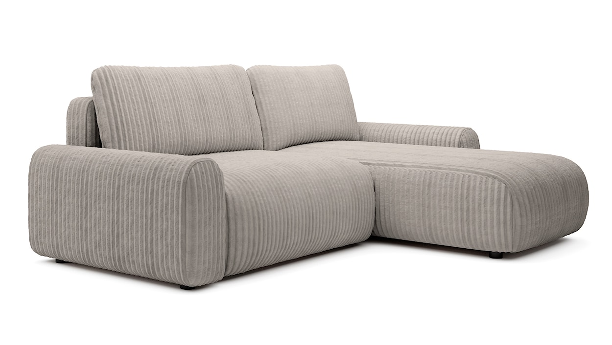 Narożnik z funkcją spania Lelu L-kształtny uniwersalny z pojemnikiem szarobeżowy sztruks  - zdjęcie 5