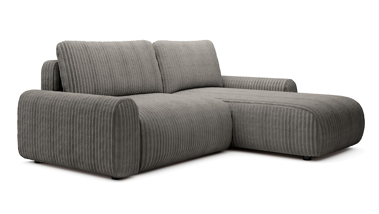 Narożnik z funkcją spania Lelu L-kształtny uniwersalny z pojemnikiem ciemnobeżowy sztruks  - zdjęcie 5