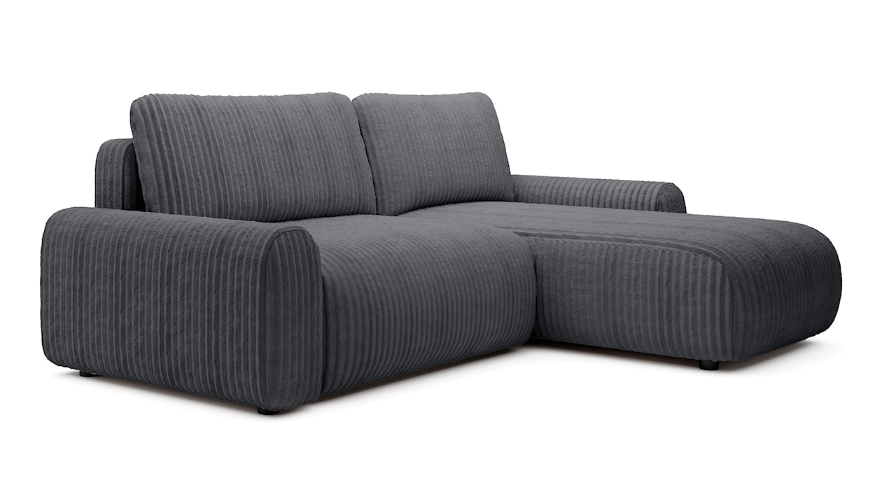 Narożnik z funkcją spania Lelu L-kształtny uniwersalny z pojemnikiem ciemnoszary sztruks  - zdjęcie 5