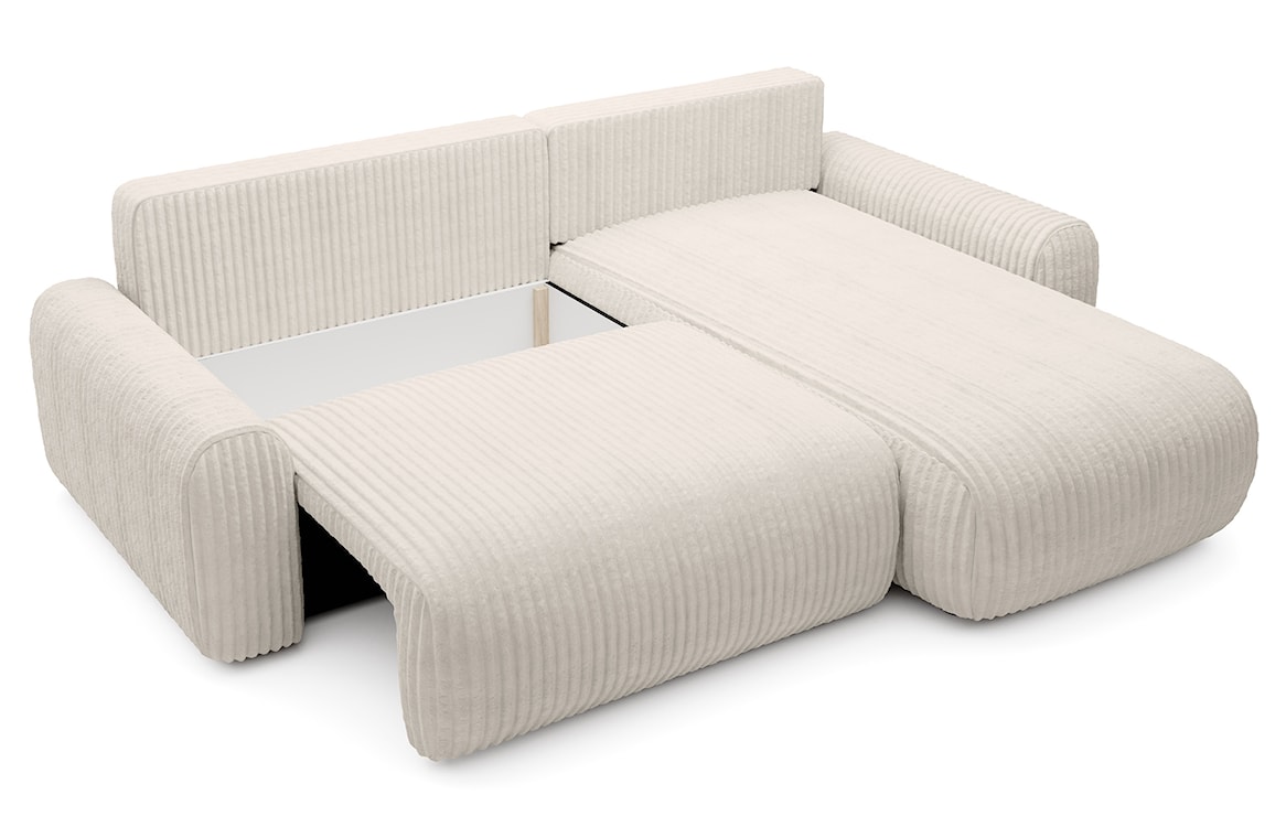 Narożnik z funkcją spania Lelu L-kształtny uniwersalny z pojemnikiem kremowy sztruks  - zdjęcie 4