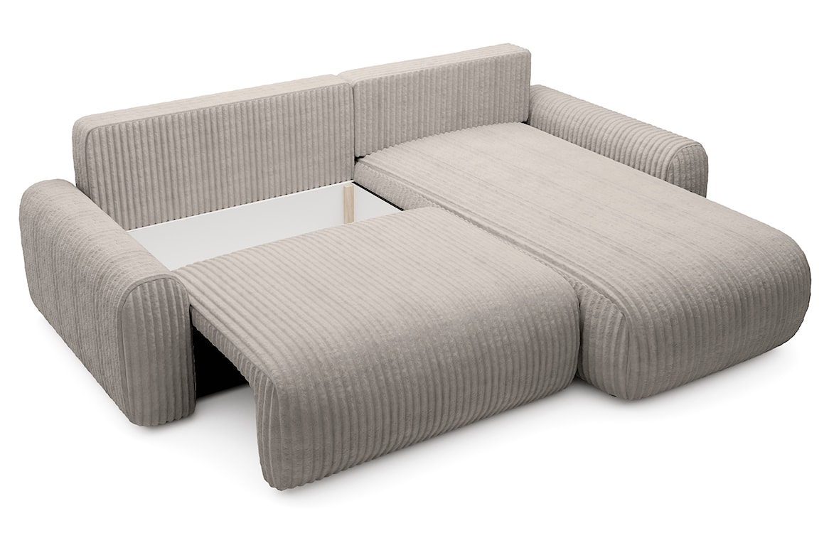 Narożnik z funkcją spania Lelu L-kształtny uniwersalny z pojemnikiem szarobeżowy sztruks  - zdjęcie 4