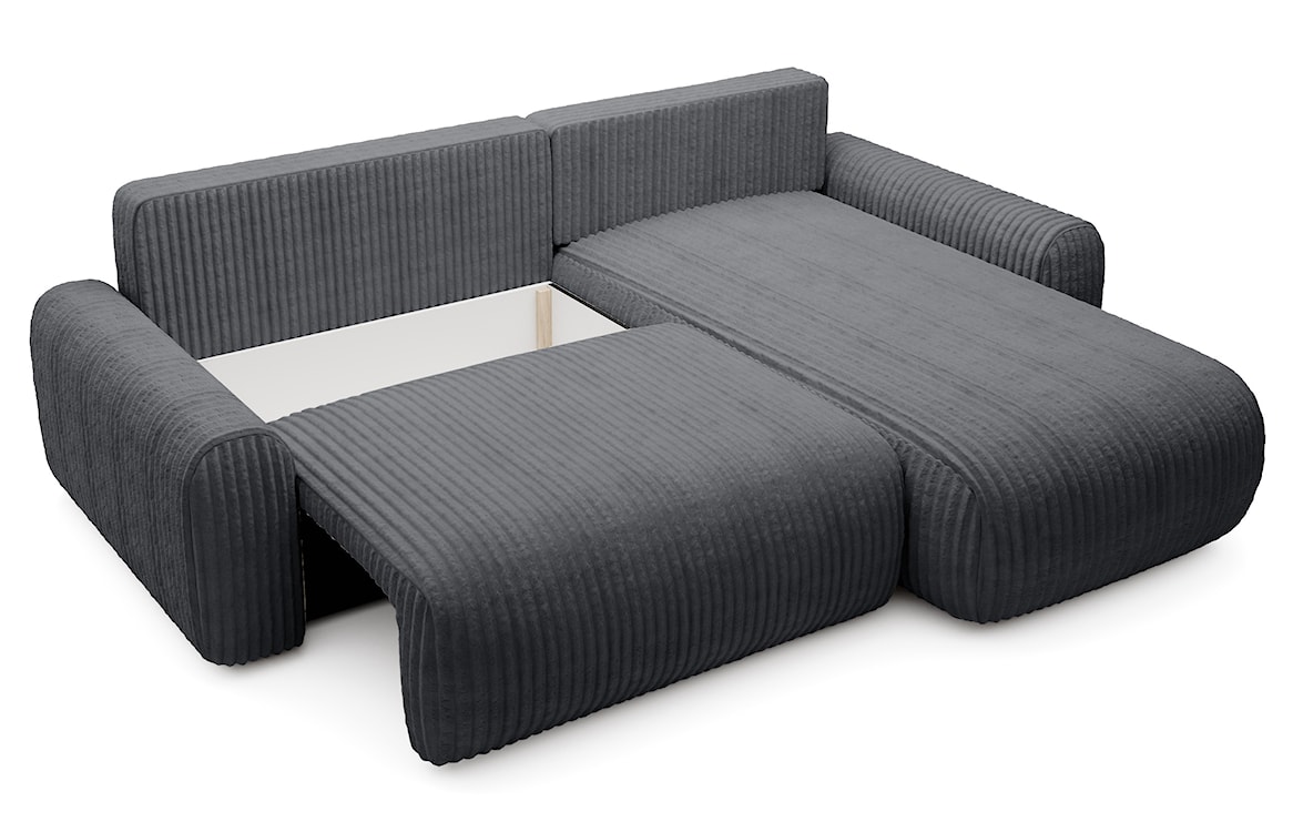 Narożnik z funkcją spania Lelu L-kształtny uniwersalny z pojemnikiem ciemnoszary sztruks  - zdjęcie 4