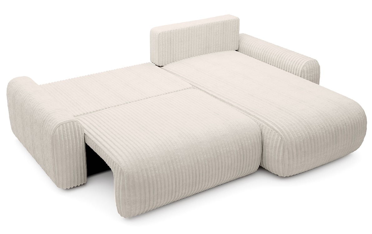 Narożnik z funkcją spania Lelu L-kształtny uniwersalny z pojemnikiem kremowy sztruks  - zdjęcie 3