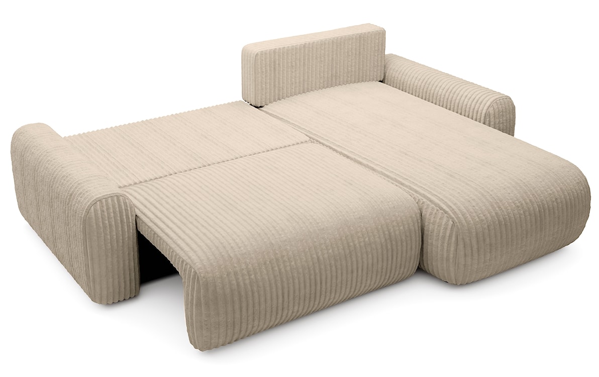 Narożnik z funkcją spania Lelu L-kształtny uniwersalny z pojemnikiem beżowy sztruks  - zdjęcie 3