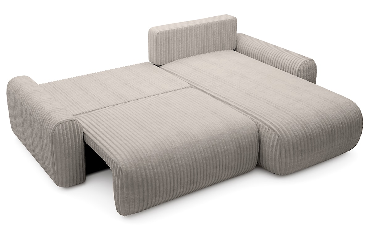 Narożnik z funkcją spania Lelu L-kształtny uniwersalny z pojemnikiem szarobeżowy sztruks  - zdjęcie 3