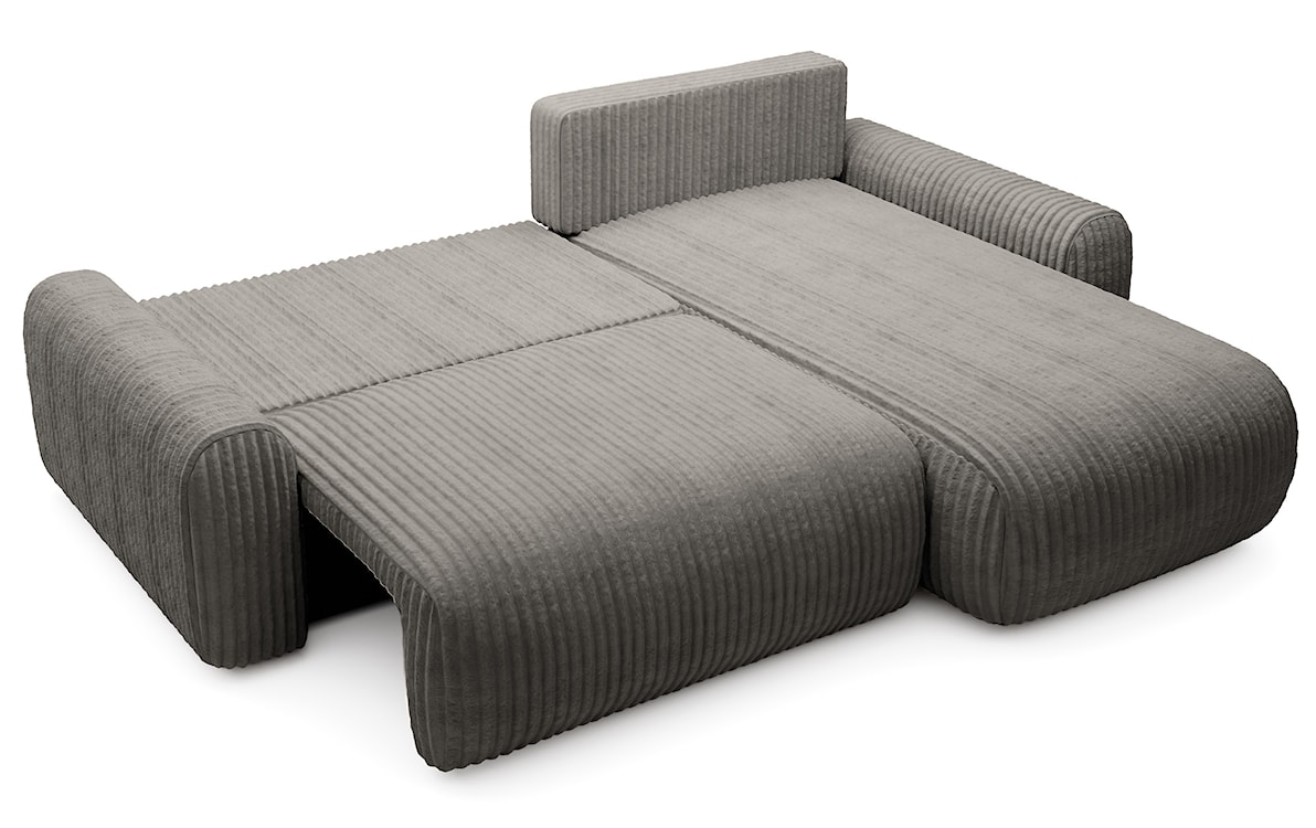 Narożnik z funkcją spania Lelu L-kształtny uniwersalny z pojemnikiem ciemnobeżowy sztruks  - zdjęcie 3