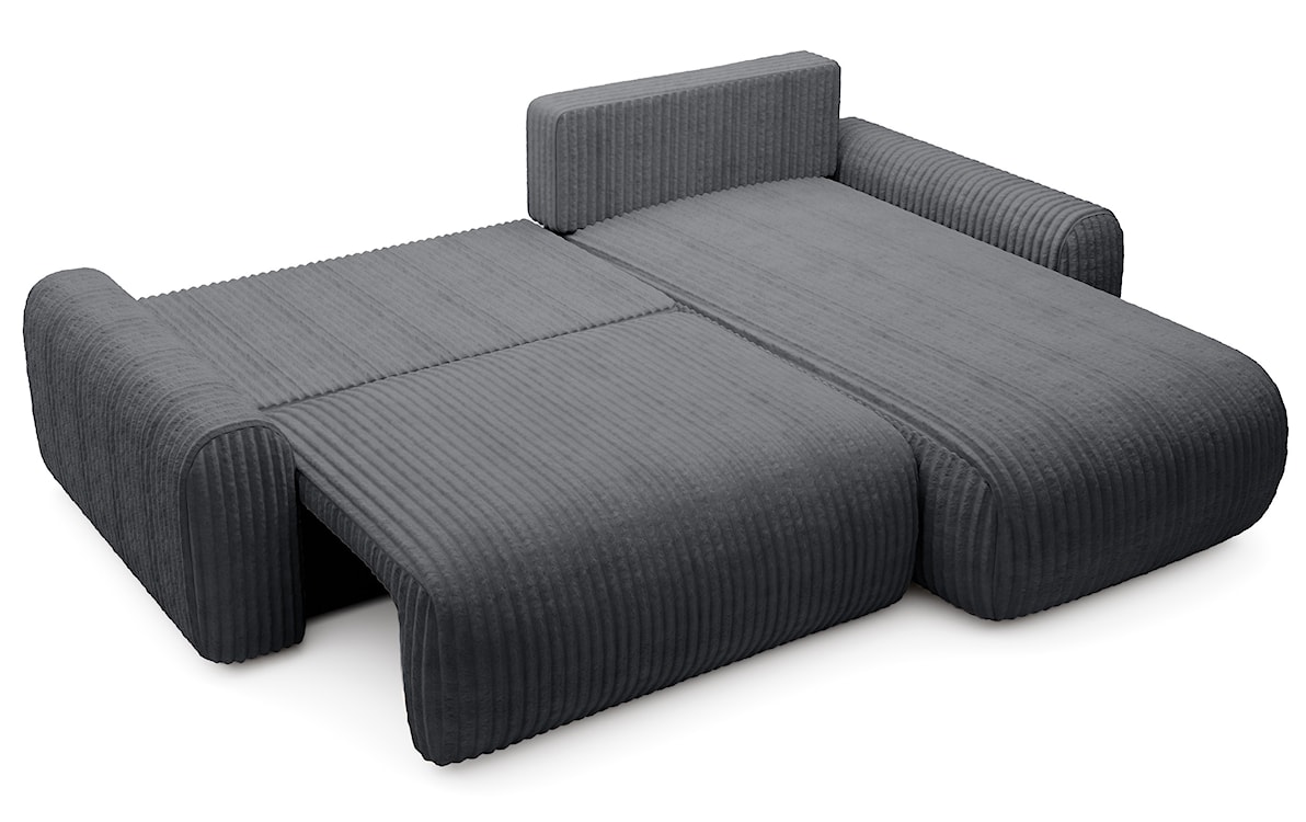 Narożnik z funkcją spania Lelu L-kształtny uniwersalny z pojemnikiem ciemnoszary sztruks  - zdjęcie 3