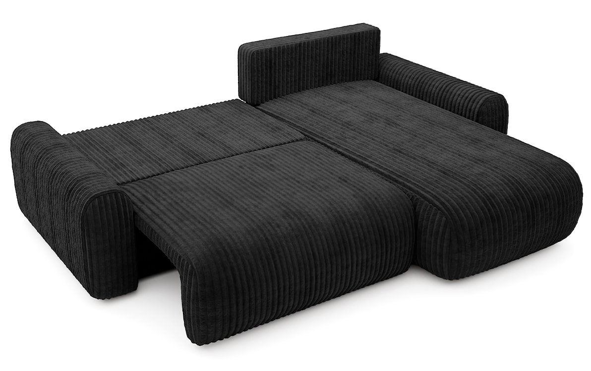 Narożnik z funkcją spania Lelu L-kształtny uniwersalny z pojemnikiem czarny sztruks  - zdjęcie 3