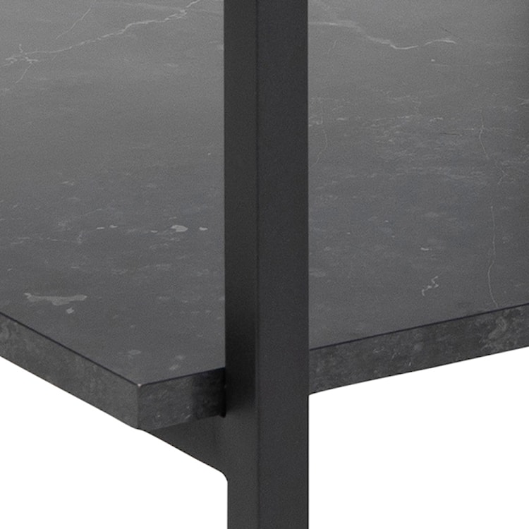 Stolik kawowy kwadratowy Hideko 80x80 cm z półką czarny marmur  - zdjęcie 4