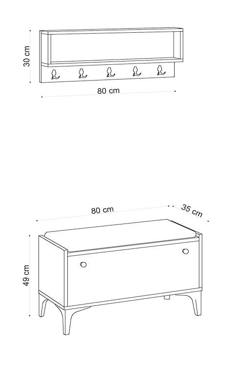 Zestaw do przedpokoju Bedfolly z półką wiszącą dąb  - zdjęcie 6