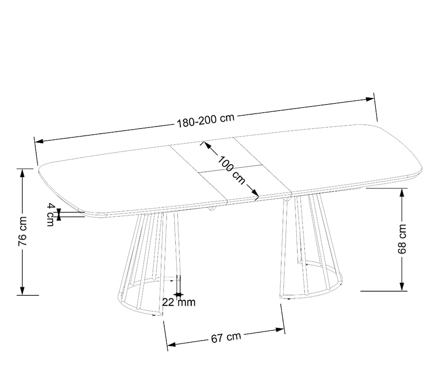 Stół rozkładany Herolled 180-200x100 cm orzech/ czarny  - zdjęcie 7