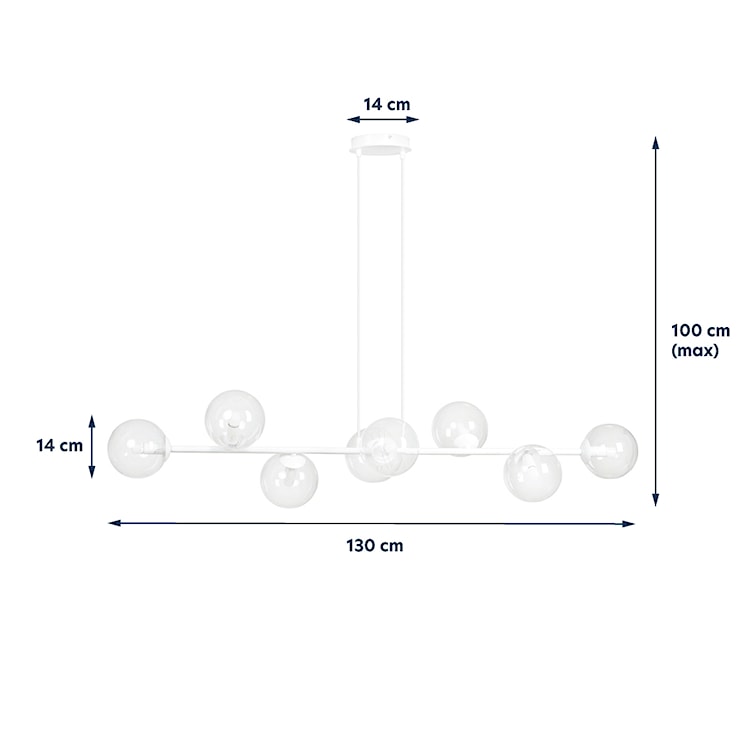 Lampa wisząca Sulmona biała z transparentnymi kloszami x8  - zdjęcie 8