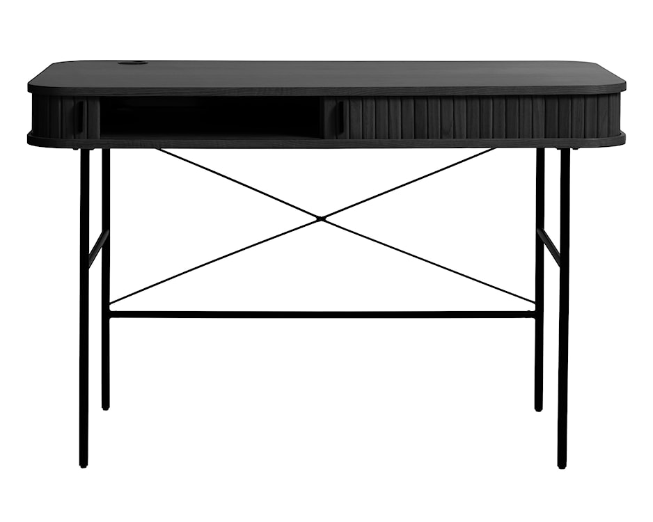 Biurko Gativel 120x60 cm lamele dąb czarny  - zdjęcie 4