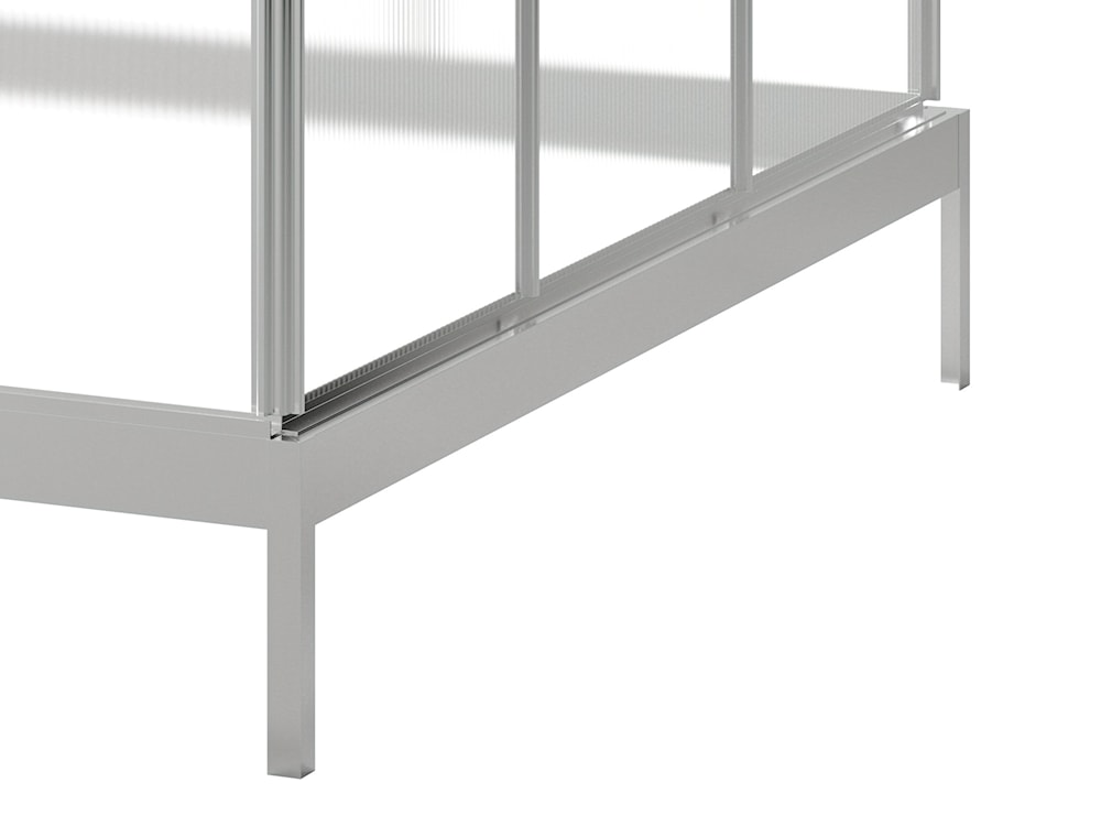 Szklarnia ogrodowa aluminiowa poliwęglanowa 3,4 m2 trzysekcyjna z fundamentem 184x185 cm srebrna  - zdjęcie 3