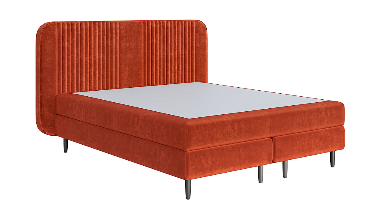 Łóżko kontynentalne 160x200 cm Palmori pomarańczowe welur hydrofobowy  - zdjęcie 3