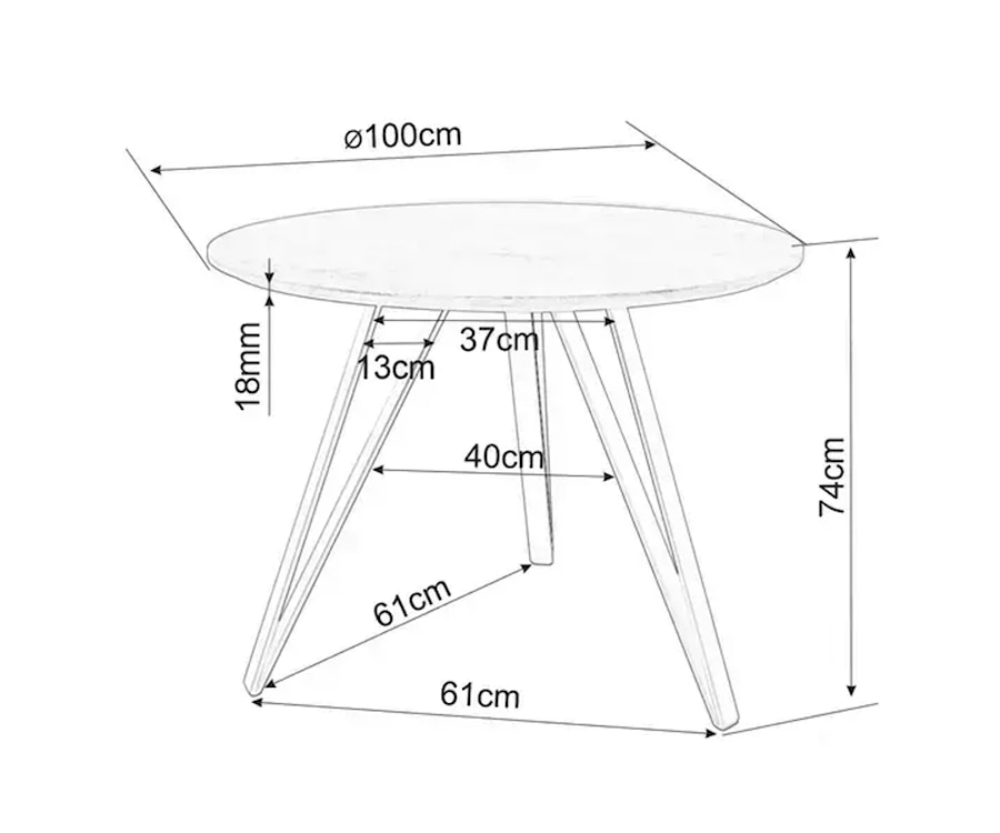 Stół do jadalni Tetis okrągły blat 100 cm orzech vintage  - zdjęcie 3