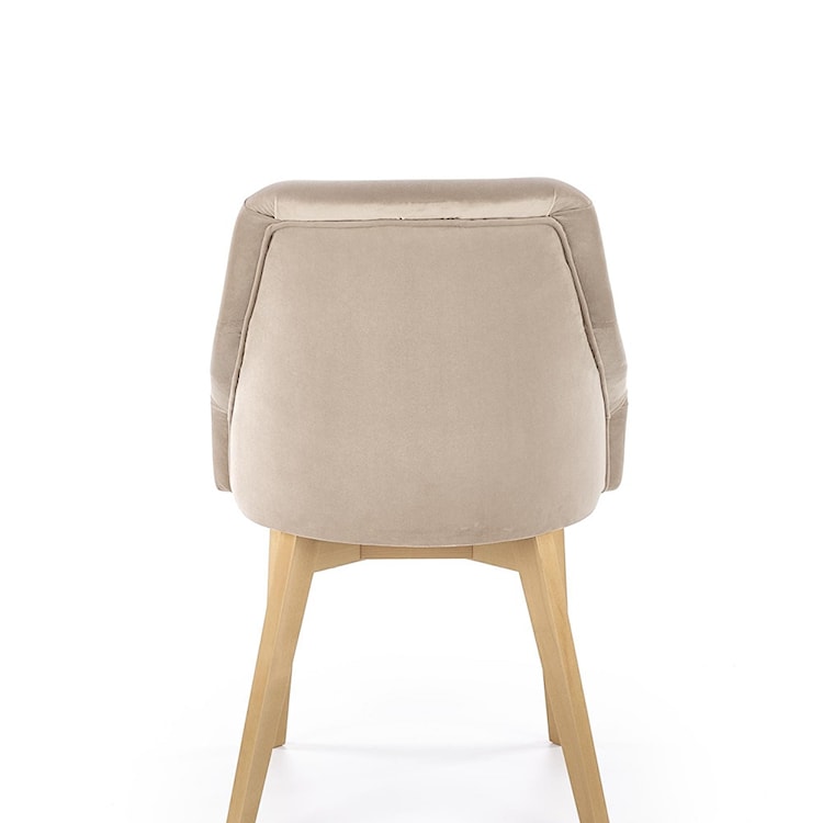 Krzesło tapicerowane Berlas beżowy velvet - dąb miodowy  - zdjęcie 8