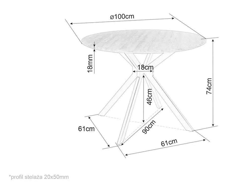 Stół do jadalni Aster okrągły średnica 100 cm dąb  - zdjęcie 5