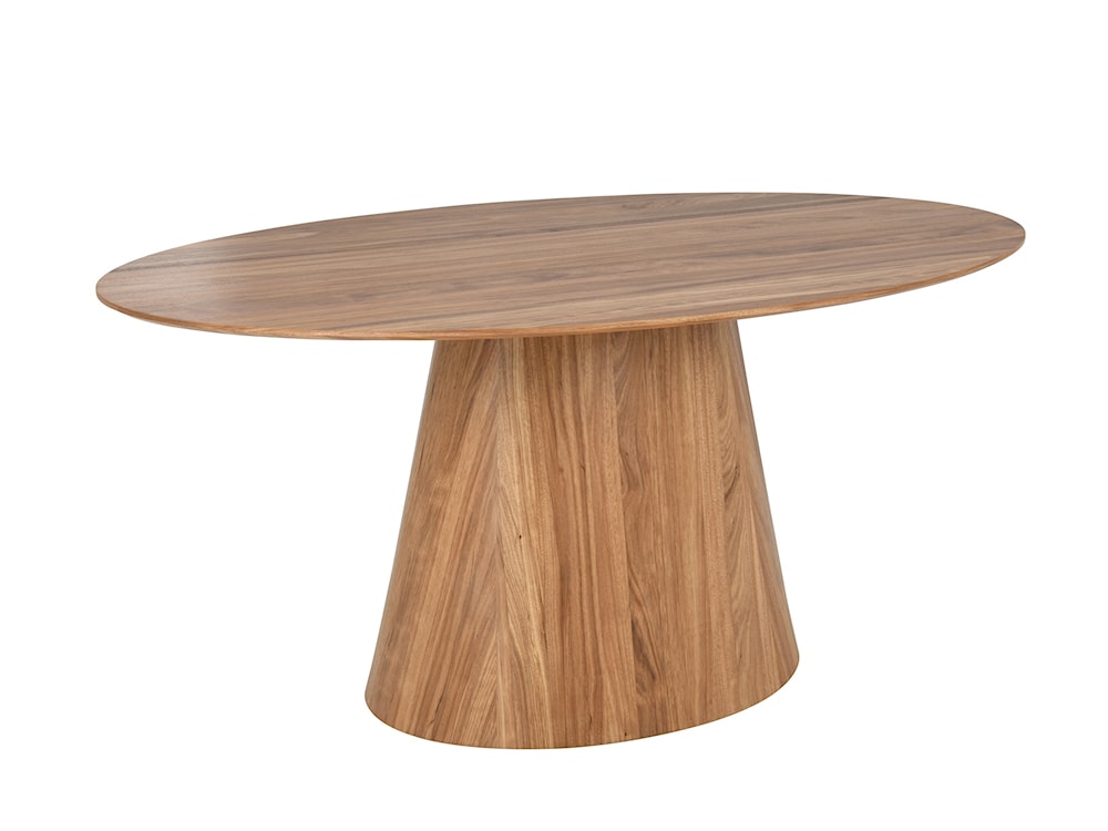 Stół do jadalni owalny Inatine 160x90 cm drewniany fornir karmelowy  - zdjęcie 3